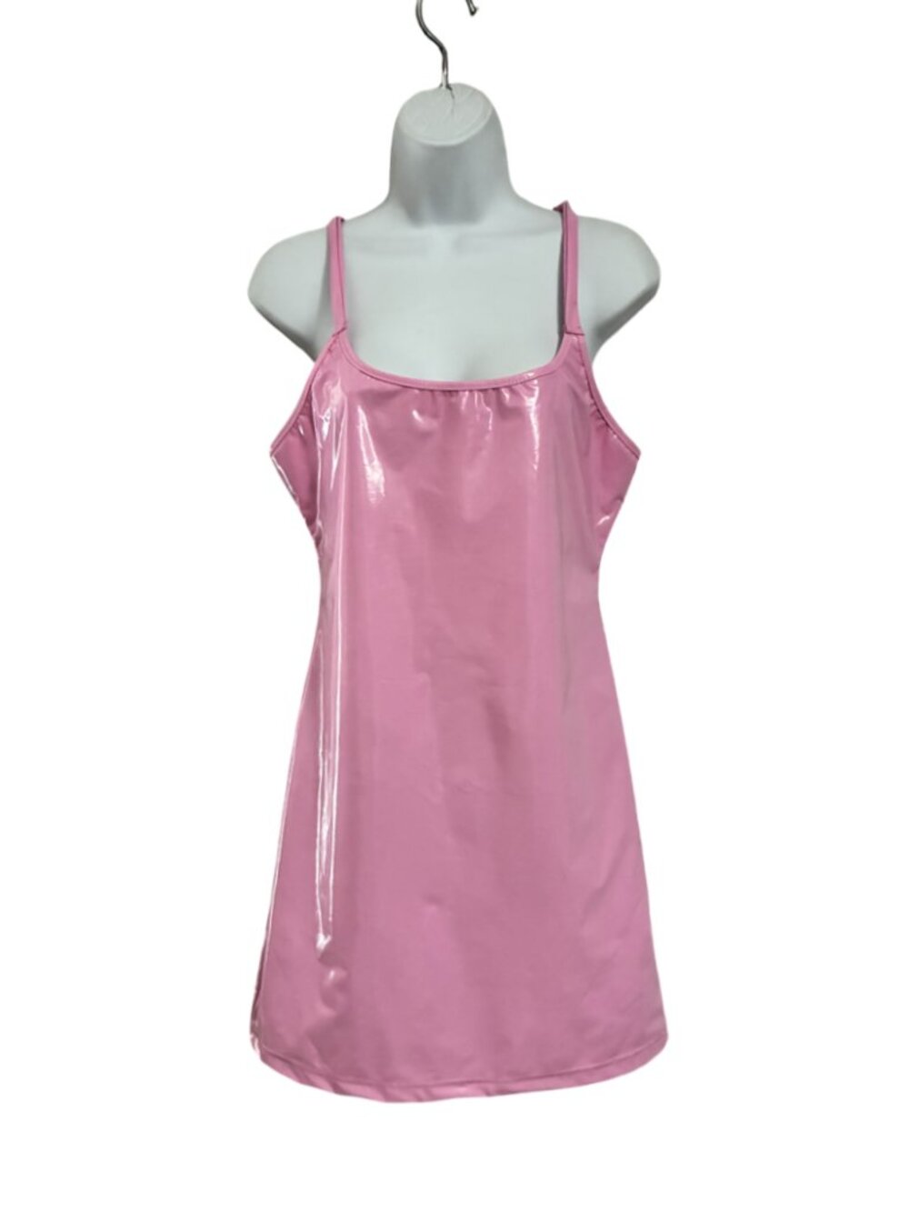 Sz.L*Pink Vinyl Mini Dress--Back Zipper